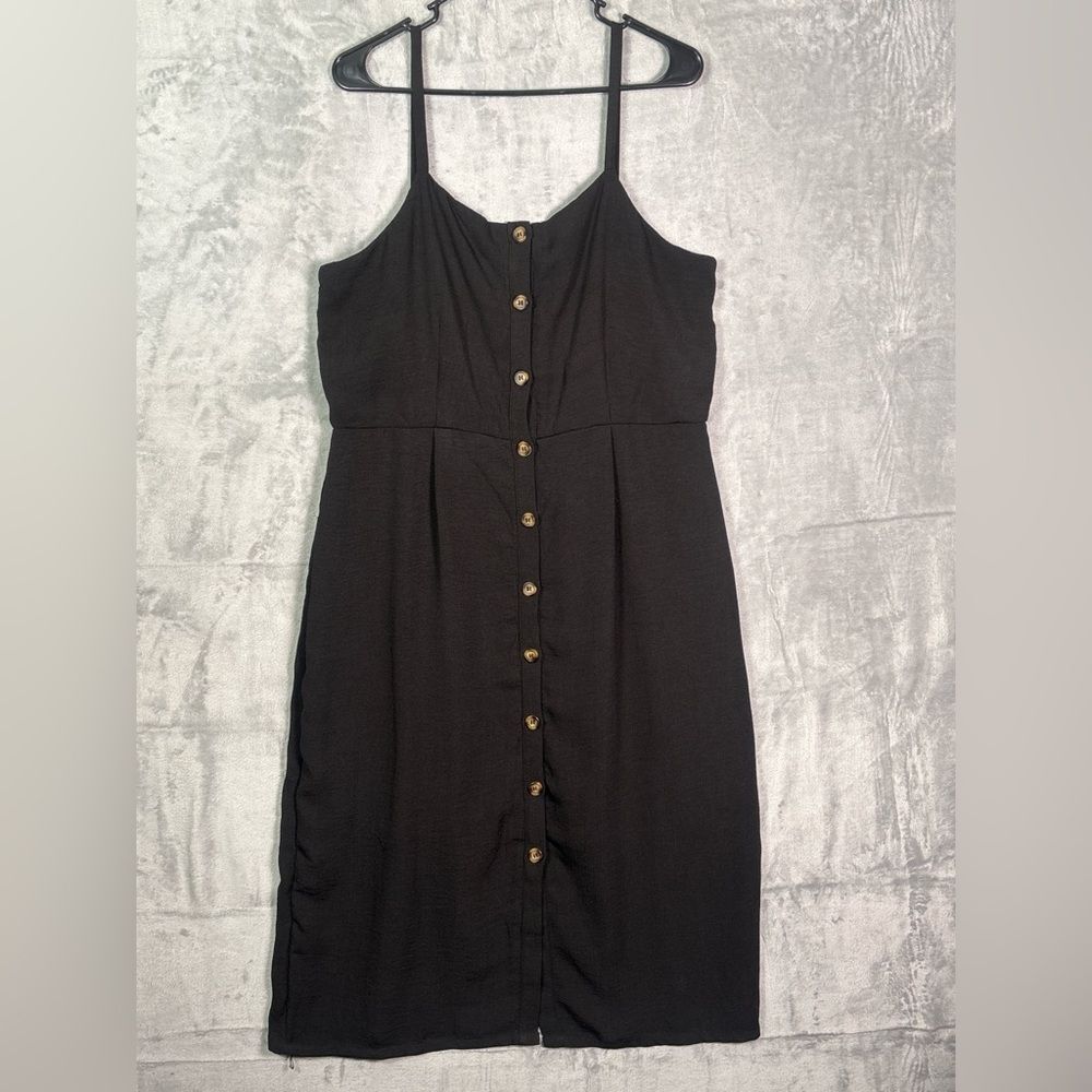 Bobeau Black Full Button Front Fully Lined Lightweight Dress Size XL